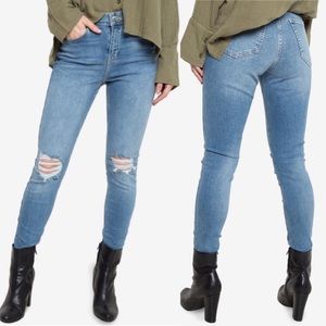 Topshop High Rise 10" Moto Jamie Distressed Jeans